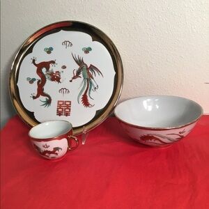 Chinese PORCELAIN GOLD RICE. BOWL SET
